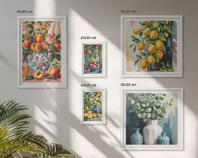 Gallery wall Fruitige bloemencomposities