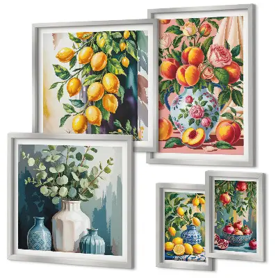 Gallery wall Fruitige bloemencomposities