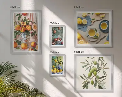 Wanddecoratie met fruit en bloemen rustieke compositie