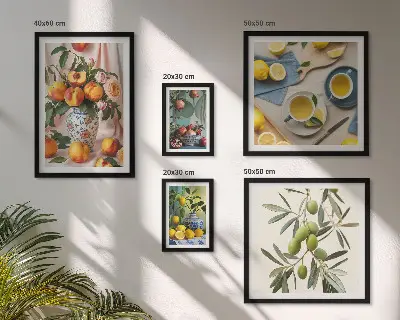 Wanddecoratie met fruit en bloemen rustieke compositie