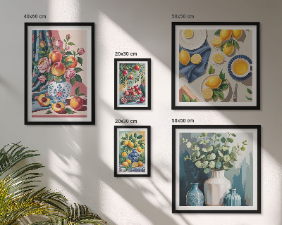 Moderne schilderijen set Bloem- en fruitcomposities