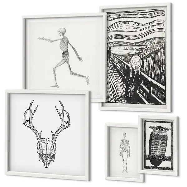 Wanddecoratie compositie met surrealistische kunst van mens en natuur