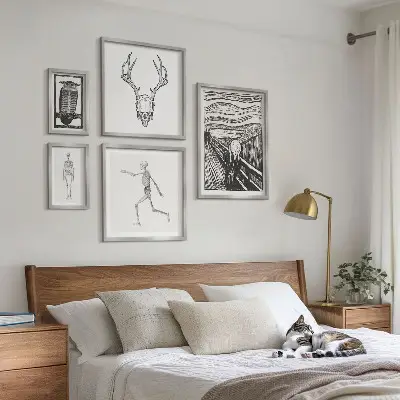 Wanddecoratie compositie met surrealistische kunst van mens en natuur