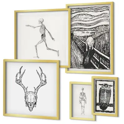 Wanddecoratie compositie met surrealistische kunst van mens en natuur