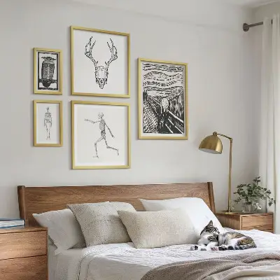 Wanddecoratie compositie met surrealistische kunst van mens en natuur