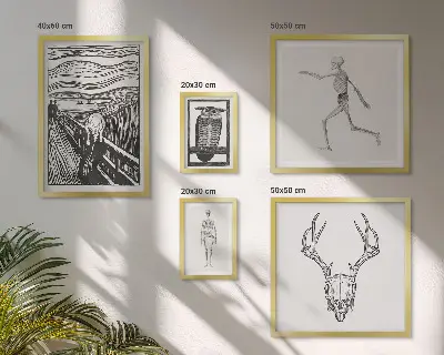 Wanddecoratie compositie met surrealistische kunst van mens en natuur