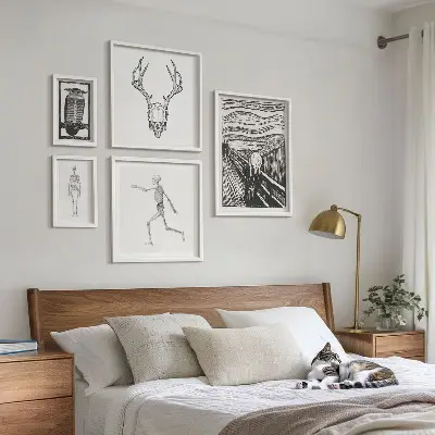 Wanddecoratie compositie met surrealistische kunst van mens en natuur