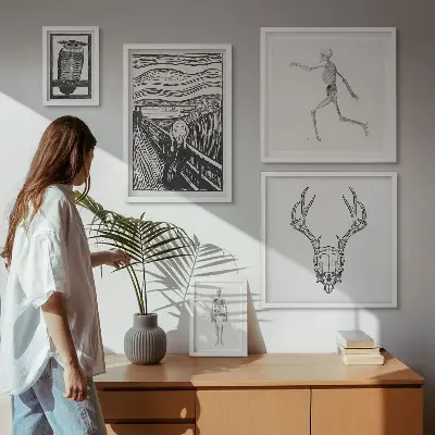 Wanddecoratie compositie met surrealistische kunst van mens en natuur