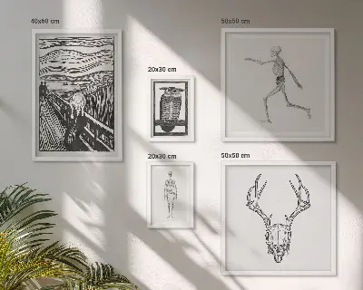 Wanddecoratie compositie met surrealistische kunst van mens en natuur