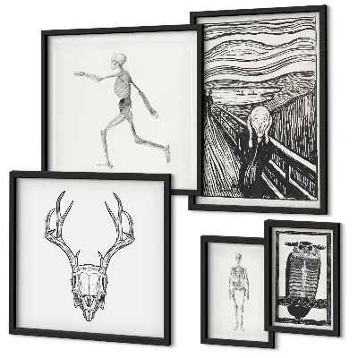 Wanddecoratie compositie met surrealistische kunst van mens en natuur