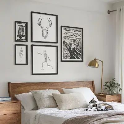 Wanddecoratie compositie met surrealistische kunst van mens en natuur