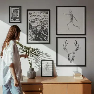 Wanddecoratie compositie met surrealistische kunst van mens en natuur