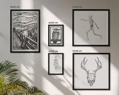 Wanddecoratie compositie met surrealistische kunst van mens en natuur