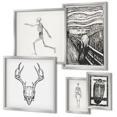 Wanddecoratie compositie met surrealistische kunst van mens en natuur