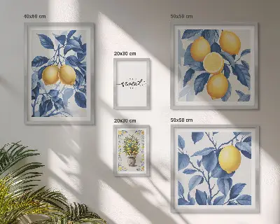 Wanddecoratie compositie met rustieke citroenaccenten