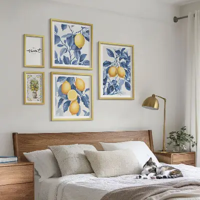 Wanddecoratie compositie met rustieke citroenaccenten