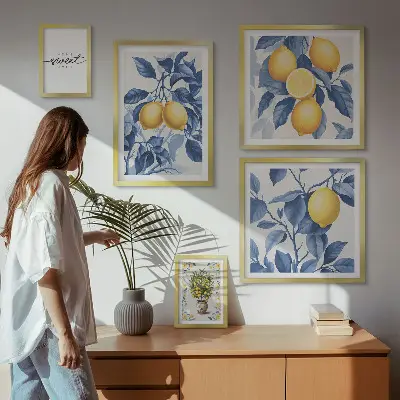Wanddecoratie compositie met rustieke citroenaccenten