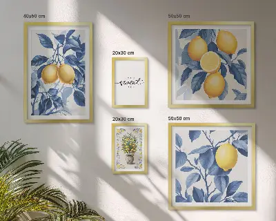 Wanddecoratie compositie met rustieke citroenaccenten