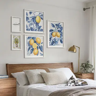 Wanddecoratie compositie met rustieke citroenaccenten
