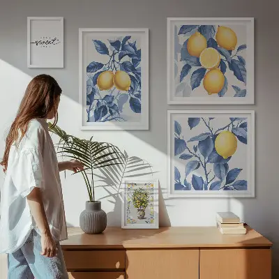 Wanddecoratie compositie met rustieke citroenaccenten