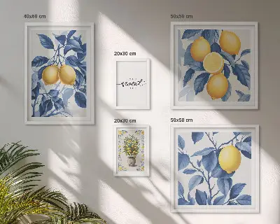 Wanddecoratie compositie met rustieke citroenaccenten