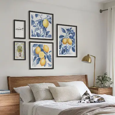 Wanddecoratie compositie met rustieke citroenaccenten