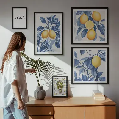 Wanddecoratie compositie met rustieke citroenaccenten