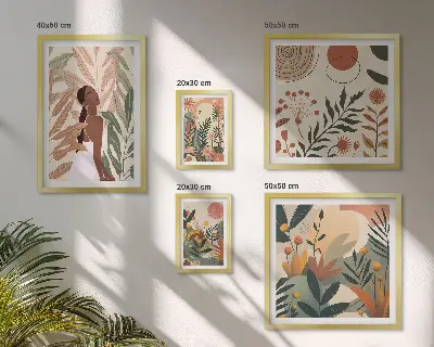 Gallery wall boho-stijl met een plantenmotief