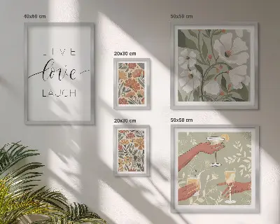 Set moderne schilderijen met stijlvolle slogans en bloemendesigns
