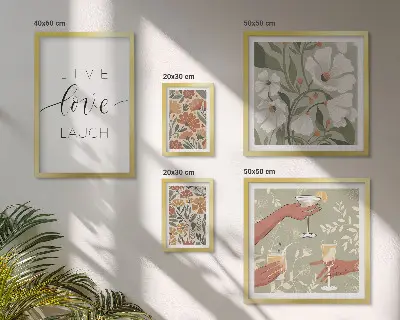 Set moderne schilderijen met stijlvolle slogans en bloemendesigns
