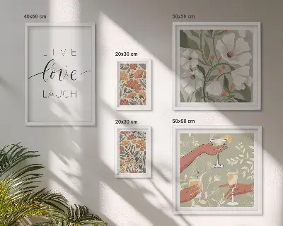 Set moderne schilderijen met stijlvolle slogans en bloemendesigns