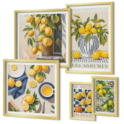 Wanddecoratie compositie met citrusvruchten in Provençaalse stijl