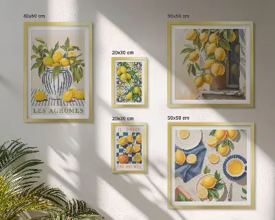 Wanddecoratie compositie met citrusvruchten in Provençaalse stijl