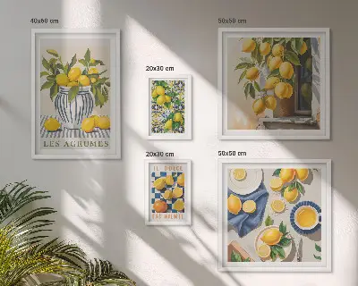 Wanddecoratie compositie met citrusvruchten in Provençaalse stijl