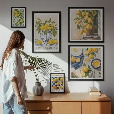Wanddecoratie compositie met citrusvruchten in Provençaalse stijl