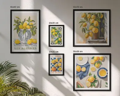 Wanddecoratie compositie met citrusvruchten in Provençaalse stijl