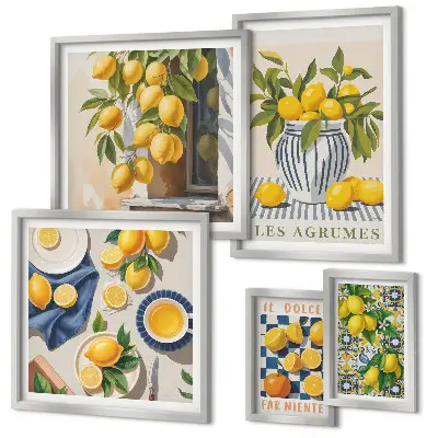 Wanddecoratie compositie met citrusvruchten in Provençaalse stijl