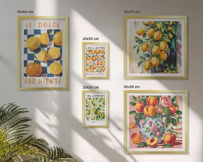 Wanddecoratie citrus retro voor in de keuken