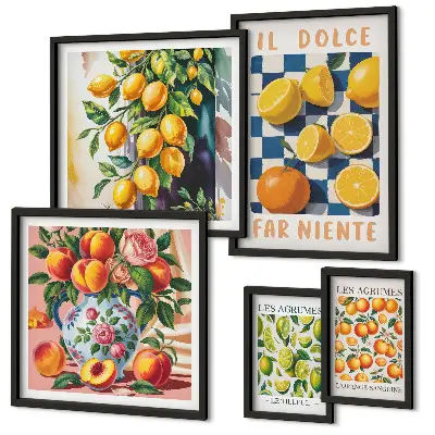 Wanddecoratie citrus retro voor in de keuken