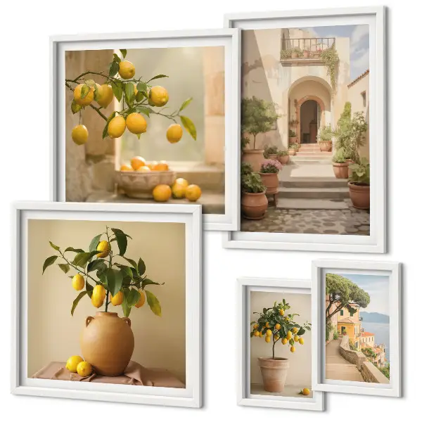 Moderne schilderijen set met stijlvolle citrusdecoraties