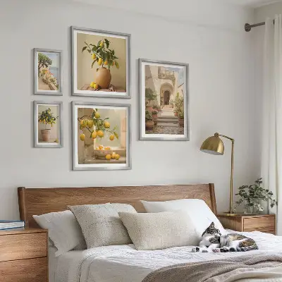 Moderne schilderijen set met stijlvolle citrusdecoraties