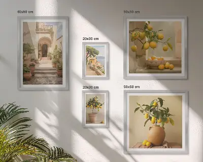 Moderne schilderijen set met stijlvolle citrusdecoraties