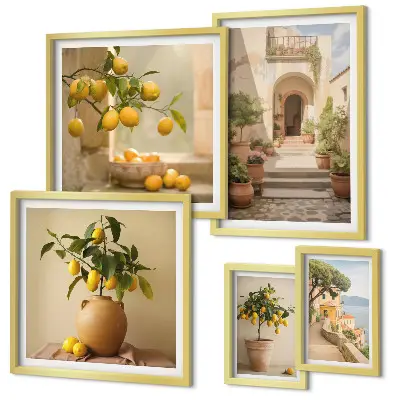 Moderne schilderijen set met stijlvolle citrusdecoraties