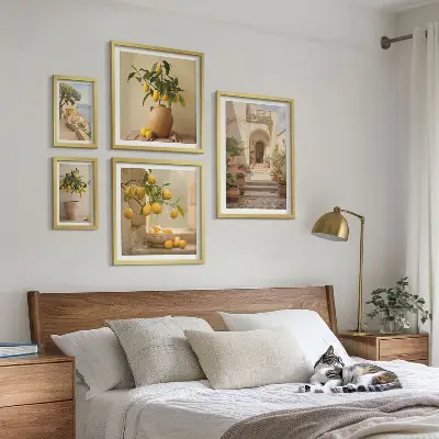 Moderne schilderijen set met stijlvolle citrusdecoraties