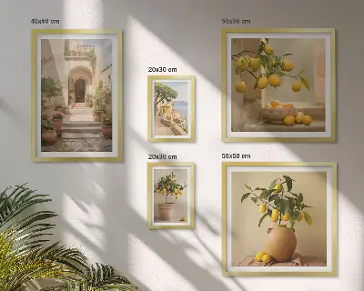 Moderne schilderijen set met stijlvolle citrusdecoraties