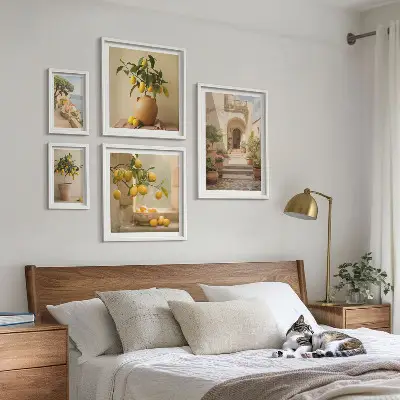 Moderne schilderijen set met stijlvolle citrusdecoraties