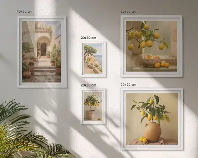Moderne schilderijen set met stijlvolle citrusdecoraties