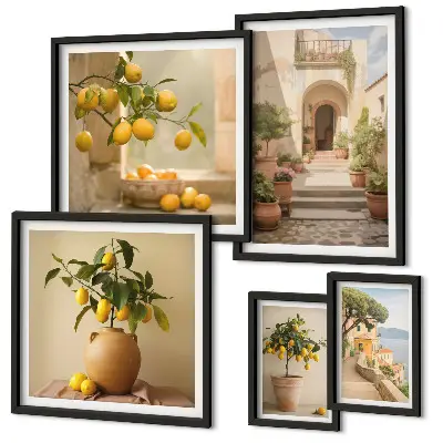 Moderne schilderijen set met stijlvolle citrusdecoraties