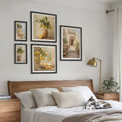 Moderne schilderijen set met stijlvolle citrusdecoraties