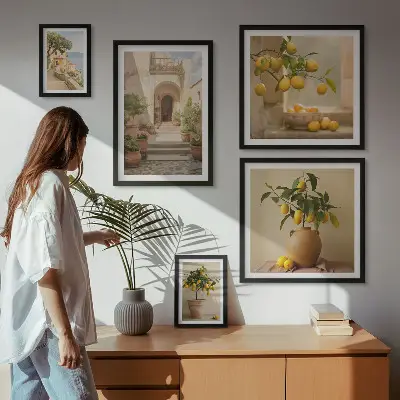 Moderne schilderijen set met stijlvolle citrusdecoraties